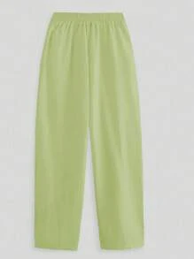 Breezaya Pantalones casuales de mujer de unicolor y corte holgado