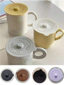 1pc Silicone Cup Lids - Universal Dustproof Cup Covers For Mugs, Tea Cups, Glasses - Nordic Style Grey, Yellow, Black, White And Etc. - For Office & Home Use - Perfect Gift For Family, Colleagues, Friends