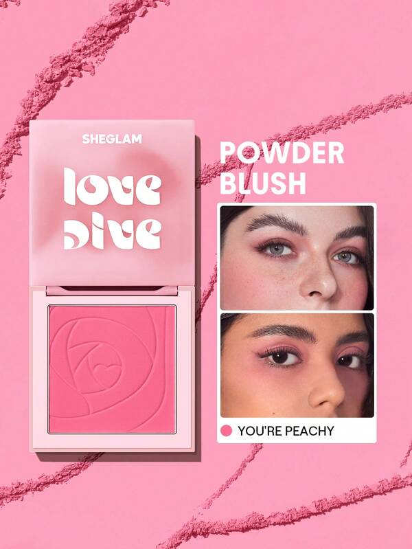 SHEGLAM Love Dive Tender Heart Powder Blush-You'Re Peachy Matte Finish Blush Highly Pigmented Non-Fading Long Lasting Natural Lightweight Blendable Silky Smooth Blusher Hot Pink Christmas Valentine'S Day Gift Blush Graduation Birthday Holiday Summer Fall Autumn Y2K Fancy Fashion Women Makeup Cosmetic Party Beach Travel Camping Outdoors School Campus Trip Festivals Decor Gift Present Rose Girl Cosplay Best Color Charm Vibe