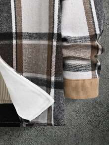 Manfinity Homme 宽松男士格子贴袋休闲大衣，秋冬款 - 彩色 - 查看 5