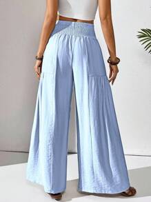 Breezaya 女士纯色休闲宽松阔腿裤，适合春季、秋季穿着，适合大学生等各种场合。 - 淺藍色 - 查看 2