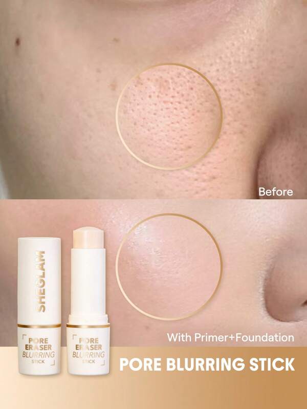 SHEGLAM Pore Eraser Blurring Stick Oil Control Pore Minimizing Facial Makeup Primer Stick Smooth Fine Lines Portable Face Primer Christmas Winter Summer Primer Graduation Birthday Holiday Summer Fall Autumn Y2K Fancy Fashion Women Makeup Cosmetic Party Beach Travel Camping Outdoors School Campus Trip Festivals Decor Gift Present Rose Girl Cosplay Best Color Charm Vibe