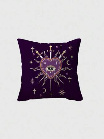 Grunge Punk 1 pieza Funda de cojín con patrón de corazón de doble cara de fondo morado, adecuada para sala de estar, dormitorio, comedor