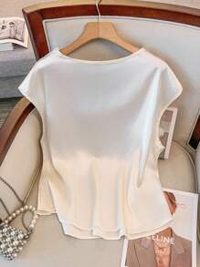 SHEIN Clasi Plus-Size Women's Woven Elegant Holiday Summer Shirt - Apricot - View 2