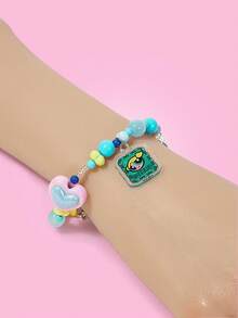 THE POWERPUFF GIRLS X SHEIN Bubbles Pattern Beaded Pendant Bracelet - Multicolor - View 2