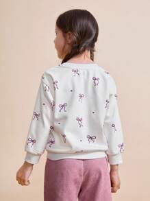 Maija Kids Maija Kids 女童蝴蝶结爱心图案圆领长袖卫衣，秋季款 - 彩色 - 查看 2