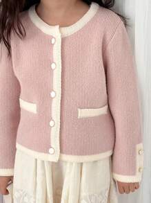 Dazy Kids Cardigan casual alla moda, minimalista e versatile con bottoni e maniche lunghe, adatto per ragazze giovani