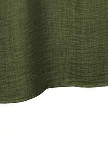 Linhara 2pcs/Set Casual Loose Fit Short Sleeve Top And Wide Leg Pants Outfit - Army Green - View 4