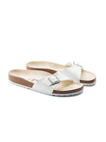 Birkenstock Madrid BF 白色女士可调节扣环休闲舒适一脚蹬凉鞋，适合日常穿着 - 白色 - 查看 2