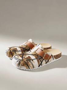 Solecia 2025新款女士厚底镂空一脚蹬凉鞋，防滑沙滩PVC包头拖鞋，适合夏季户外穿着