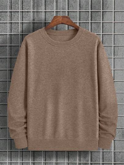 Men's Casual Solid Color Crew Neck Sweatshirt