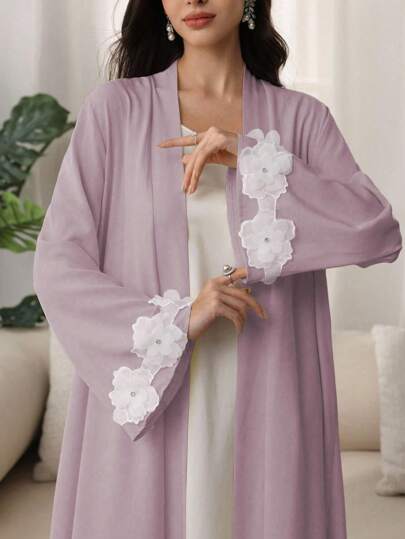 Yasmyna 黄色夏季长袖夹克，3D 花卉装饰