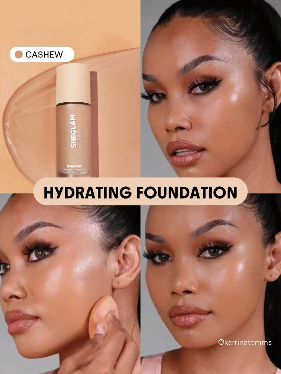 SHEGLAM Skinfinite Hydrating Foundation-Cashew Flawless Dewy Foundation Hydrating Coverage Invisible Pore Concealer Pore-Less Non-Greasy Lightweight Natural Soft Liquid Foundation Brand Beauty Makeup Face Paint Cosmetic For Women Girls Perfect For Spring Summer Ideal For Y2K Fancy Fashion Suitable For Birthday Mother'S Day Gift Rave Party Ready Best Color