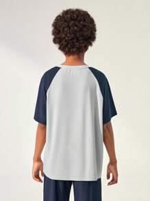 JNSQ Back To School Tween Boy Outdoor Sports Short Sleeve T-Shirt, Children Round Neck Funny Number Print Outdoor Sports Short Sleeve T-Shirt - Multicolor - View 5