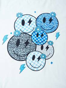 SHEIN ChillGRL 2pcs/Set Teen Girls Letter Print Round Neck T-Shirt + Cargo Pants, Casual Streetwear Style - Blue - View 6