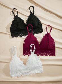 Charlaine 3pack Floral Lace Bralet - Multicolor - View 1