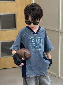 Dazy Kids Tween Boys Loose Casual Denim Jacket For Everyday Wear, Fall - Blue - View 1