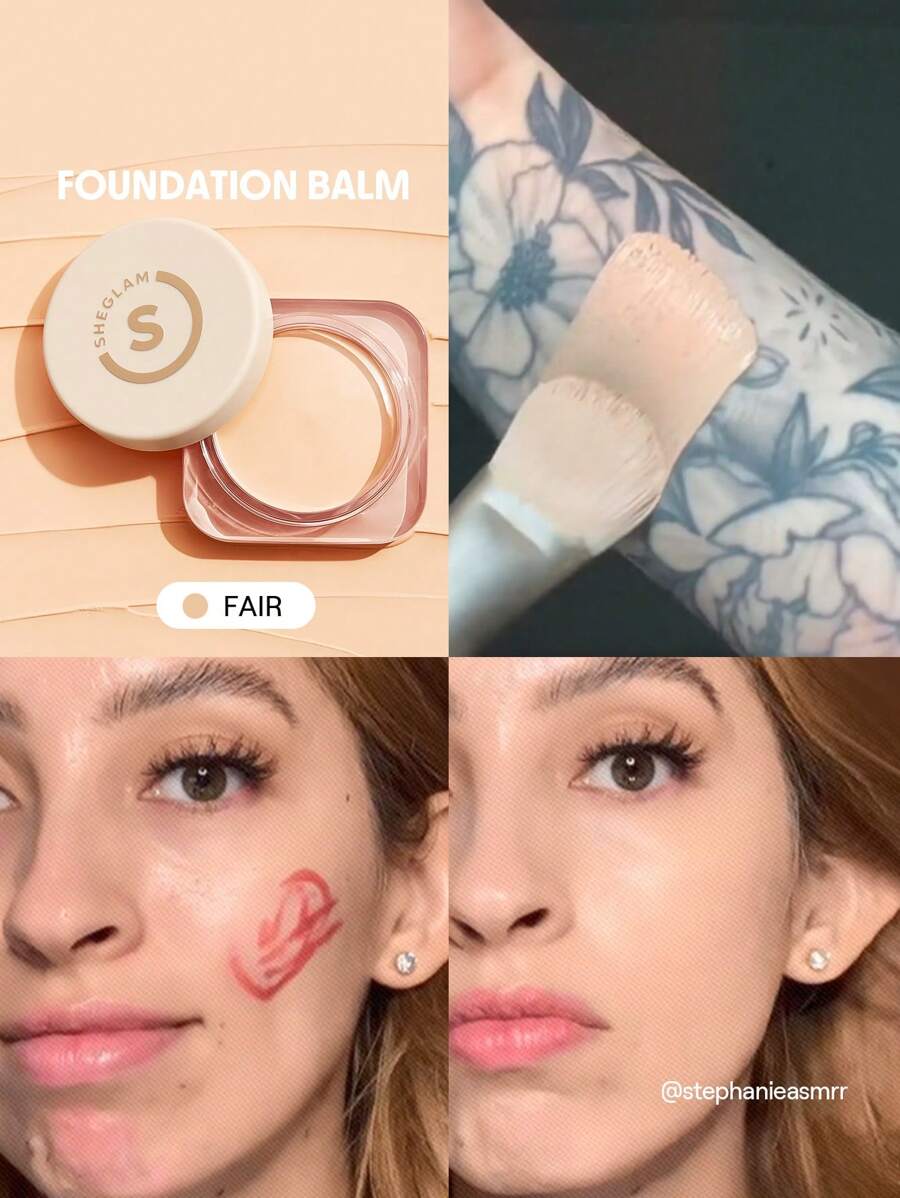 SHEGLAM Full Coverage Foundation Balm-Fair Long Lasting Flawless Moisturizing Foundation Oil-Control Color Corrector Concealer Pore-Less Cover Blemish Non-Greasy Non-Caking Smoother-Looking Cream Foundationfoundation Brand Beauty Makeup Face Paint Cosmetic For Women Girls Perfect For Spring Summer Ideal For Y2K Fancy Fashion Suitable For Birthday Mother'S Day Gift Rave Party Ready Best Color - Fair - View 1