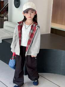 Dazy Kids 女童针织保暖内衬卫衣 - 灰色 - 查看 2