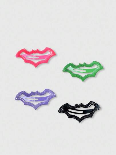 Goth 4pcs Gothic Style Bat Hair Clips, Daily Party Decoration Accessories For Women
