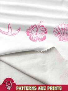 Veykashi Áo yếm hở vai in hình sao biển, hoa và vỏ sò màu hồng giản dị dành cho nữ, phù hợp cho mùa hè - Nhiều màu - Xem 4