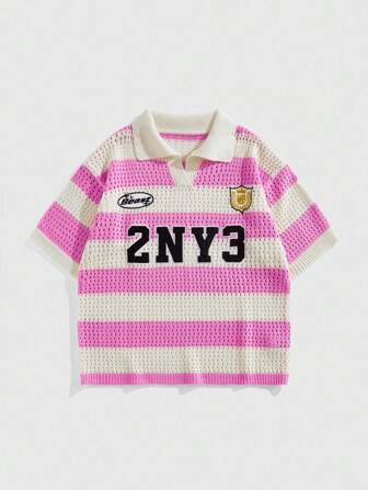 Street Life Men's Striped Jacquard Knit Polo Shirt