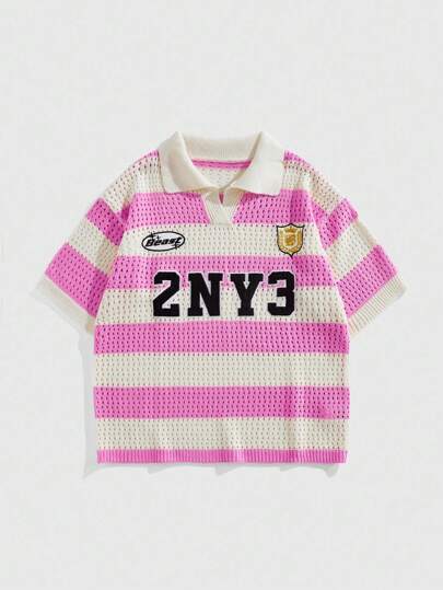 Prep Camisa polo de punto jacquard a rayas para hombre