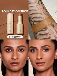 SHEGLAM Skin Magnet High Coverage Foundation Stick-Chestnut Long-Lasting Poreless Flawless Easy To Use Full Coverage Foundation Stick For All Skin Type Non-Fading Sweat-Proof Weightless Cruelty-Fre Smooth Skin-Like Finish Breathable Foundation Stick Gentle Formula Foundation Makeup Brand Beauty Makeup Face Paint Cosmetic For Women Girls Perfect For Spring Summer Ideal For Y2K Fancy Fashion Suitable For Birthday Mother'S Day Gift Rave Party Ready Best Color - Chestnut - View 1