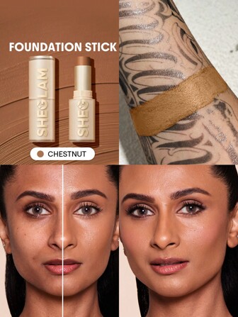 Skin Magnet High Coverage Foundation Stick-Chestnut Long-Lasting Poreless Flawless Easy To Use Full Coverage Foundation Stick For All Skin Type Non-Fading Sweat-Proof Weightless Cruelty-Fre Smooth Natural Skin-Like Finish Breathable Foundation Stick Gentle Formula Foundation Makeup Brand Beauty Makeup Face Paint Cosmetic For Women Girls Perfect For Fall Winter Ideal For Y2K Fancy Fashion Suitable For Birthday Christmas Present Party Ready Best Color
