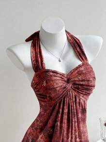 Comfortcana 女式休闲简约 Y2K Grunge 腰果花露背短款上衣