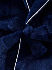 Young Boy Plush Dachshund Embroidered Long Sleeve Soft Fleece Robe Toddler Robe Kids Robe Girls Robe  Toddler Bathrobe Kids Nave Robe Toddler Fleece Robe Plush Robe Toddler Winter Pajamas 4Y-7Y - Royal Blue - View 4