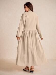 Elaquor Plus Size Elegant Solid Color Dress, Suitable For Commuting