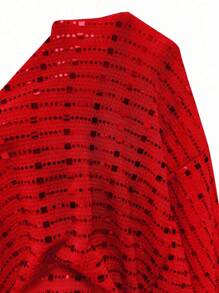 Maweii Đầm maxi dự tiệc cỡ lớn dành cho nữ, gợi cảm, cổ chữ V sâu, tay phồng, đính sequin, màu đỏ. - Đỏ - Xem 8