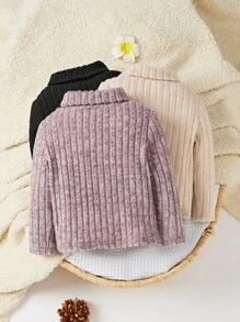 3件套Babygirl休闲纯色针织高领长袖上衣 - 彩色 - 查看 2