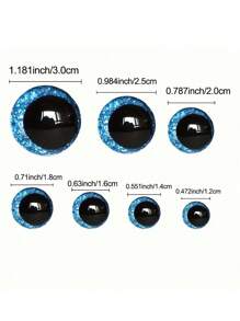 12PCS Glitter Eyes For Amigurumi - Sparkling 3D Plastic Craft Eyes (12-30mm) In 6 Colors, Doll-Making Supplies For Knitted Toys, Bears & Puppets (No-Scratch Design)