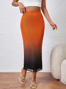 Aloruh 女式高腰漸層網料襯裙