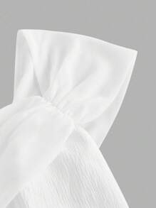 SHEIN MOD 大码露肩米色褶饰连衣裙，优雅适合各种场合 - 白色 - 查看 3