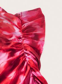 Sweetra Sexy Bodycon Kleid in Große Größen mit Taillengürtel, Blumenmuster und gerüschtem Saum, Trägerkleid für den Sommer