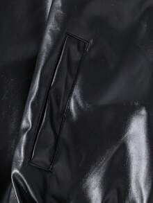 Girls' Turndown Collar Zipper Casual Cool Jacket, Suitable For Outings, Vacations, And Back To School Fall Winter - Black - View 9