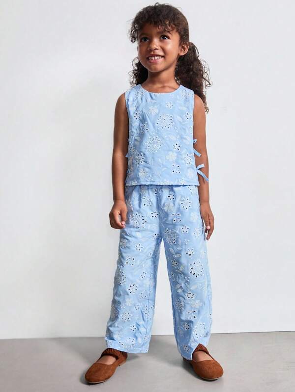THE HAPPY LOOK Pantaloni lungi brodați casual cu goluri pentru fete tinere, toamnă
