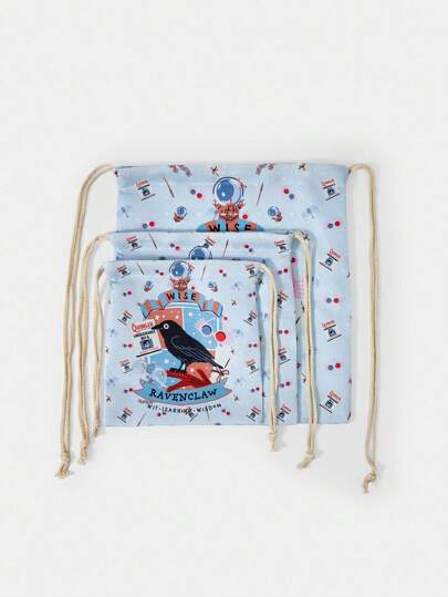 HARRY POTTER X SHEIN 字母与动物图案学院风轻量撞色收纳包