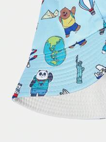 We Bare Bears X SHEIN Letter & Cartoon Pattern Reversible White Baseball Cap - White - View 5