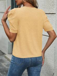 INAWLY Áo thun tay lỡ màu trơn thường ngày mùa hè dành cho nữ - Màu vàng - Xem 2