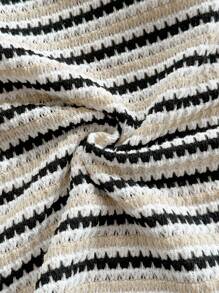 Soleia Women's Vacation Colorblock Striped Knit Asymmetric Neck Fitted Top, Suitable For Party, Christmas, Date, Beach, Cruise, Afternoon Tea, Bohemian, Boho, Romantic Floral Striped Tank Top Summer Tops Women Knit Top Women Knit Tops - Coffee Brown - View 6