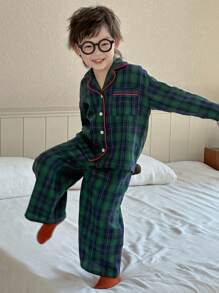 Dazy Kids Toddler Boys' Casual Plaid Home Clothes For Fall - Dark Green - View 6