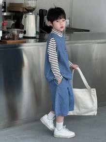 Dazy Kids 秋季大码男童休闲牛仔套装