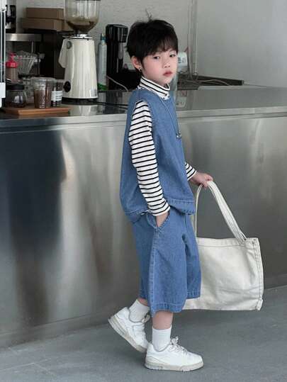 Dazy Kids 秋季大码男童休闲牛仔套装