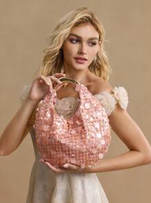 MOTF PREMIUM Bolso naranja con lentejuelas elegante para fiesta - Naranja - Ver 7