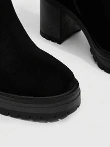 Daringsoles Giày bốt cao đến đầu gối đế dày có khóa kéo bên hông thời trang dành cho nữ, phù hợp để mang hàng ngày - màu đen - Xem 6