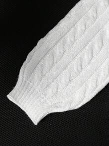 SHEIN 1 pezzo Maglione corto lavorato a trecce per ragazze pre-adolescenti - Maglione girocollo con maniche a palloncino, design minimale a corda attorcigliata, top leggero adatto per la scuola e il casual, outfit carino per primavera/autunno